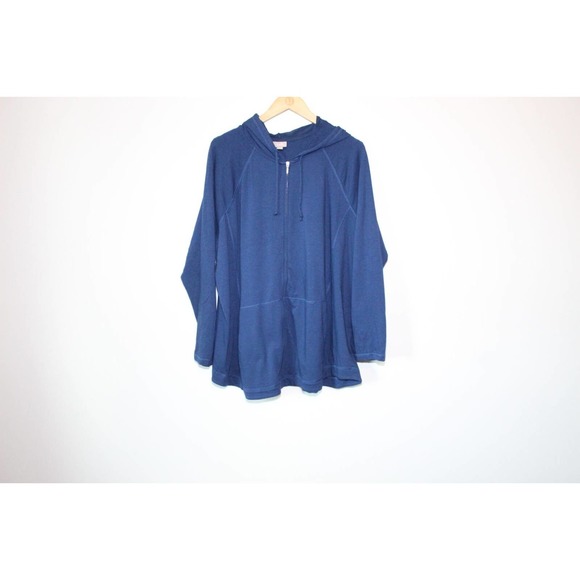 J. Jill Soft Full Zip Hooded Sweatshirt Navy Blue Women's Plus Size 2X H14386 - Picture 9 of 13